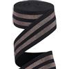 GORGECRAFT 4.7m*40mm Fascia Elastica A Righe Color Cioccolato Metallizzato Nastro Elasticizzato Nero Comoda Fascia A Strisce Glitterate per Cintura Progetti di Cucito Lavori Artigianali per Indumenti