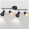 Dehobo Plafoniera LED 4 Spot Orientabili, E14 Spot Luci per Soffitto Nero-Oro per Soggiorno Camera da Letto Cucina Sala da Pranzo, Luminare Plafoniera senza lampadina