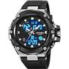 findtime Orologio da uomo militare, sportivo, digitale, orologio da polso tattico, digitale, analogico, a LED, 50 m, impermeabile, per uomini, ragazzi, cronografo, argento, cinghia