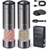 FORLIM Set Macina Pepe Elettrico, macina sale e pepe ricaricabile USB con macina ceramica regolabile, macina spezie con led, Set di 2,Acciaio inossidabile(colore della pistola)