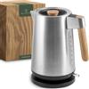 WALDWERK Bollitore elettrico di design - 3000 Watt - 1,7L - Bollitore in acciaio inox - Con manici in vero legno di quercia e acciaio inox 304 antiruggine