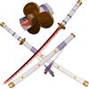 LQZJG Cosplay Anime Spada di bambù, Roronoa Zoro Spada Katana AME No Habakiri Katana Bianco 103cm/41 Pollici