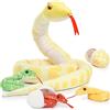 MorisMos Serpente Peluche Gigante, 200cm Giallo Mamma Snake con 3 Kawaii Baby Serpente Giocattolo Morbido Animali di Peluche Grande Regalo per Ragazzi Ragazze Fidanzata Compleanno