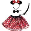 Carnavalife Costume animale per bambina e adulto con archetto coda di animali, papillon e gonna tutu, costume di animali per carnevale, 4 pezzi (40 cm TUTU ADOLESCENTE/ADULTO, Topolino Minnie)