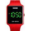 Gosasa Classico Quadrato Viso Unisex Delle Donne Degli Uomini Digitale Multifunzione Outdoor Casual Orologio Conto alla rovescia 50M Impermeabile Led Luce, 1541- Rosso