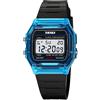 Gosasa Orologio digitale multifunzione sportivo unisex, classico, unisex, con cinturino in acciaio inox, impermeabile, elettronico, a LED, B Nero-Blu, Moda, sport, tempo libero e semplicità