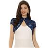 Allegra K Cardigan da donna in pizzo con colletto alla coreana corto elegante bolero coprispalle, Blu, S