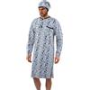 sesto senso Camicia da notte da uomo con berretto da notte a maniche lunghe, camicia da notte lunga, blu scuro - Rodeo, 4XL Große Größen
