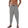 Yutdeng Pantaloni di Lino e Cotone per Uomo Estivi Pantaloni Harem Leggeri Casual Comodi Pantaloni Baggy Elastici in Vita con Quattro Tasche Pantaloni Yoga Hippies Spaiggia,Nero,2XL
