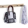 Relaxdays Attaccapanni da Parete con 3 Ganci e Anello Porta Foulard, Appendiabiti in MDF e Metallo, Marrone Chiaro Nero, Ferro, 13 x 65 x 14,5 cm
