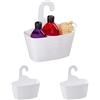 Relaxdays Cestino Portaoggetti da Doccia, Set da 3, Cestello Sospeso, in Plastica per Shampoo, Bagnoschiuma, Bianco, 25 x 23 x 10 cm
