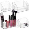 Relaxdays Portatrucchi, Set da 2, Organizer da Bagno, Contenitore Make-Up e Rossetti, Porta Creme, Plastica, Trasparente, 8 Scomparti