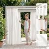 ROOM99 Tenda da esterno con passanti, 155 x 220 cm di larghezza x altezza per esterni, resistente alle intemperie, impermeabile, protezione solare, da giardino, antivento, ecru