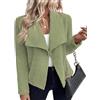 Vagbalena Giacca Casual Casual Leggera con Lacci in Tinta Unita con Risvolto Grande Manica Lunga Cardigan Blazer da Lavoro Casual da Donna (Verde,XL)