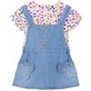 Mayoral Completo neonata 6-9 mesi 75 cm con salopette gonna in jeans e t-shirt multicolore