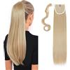 S-noilite Extension Capelli Veri Coda di Cavallo Arrotolare Ponytail Parrucchino Ombre Hair Extensions 58cm Dritto - Biondo scuro mix candeggina bionda