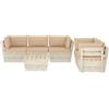 vidaXL AX Pallet Tavolo 5 Divani 14 Cuscini Beige Seduta Marrone Legno Patio 0K 3063519