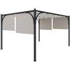 ARREDITALY Gazebo Pergola 3x4 m Pergolato Con Tetto Scorrevole Telo Colore Beige Impermeabile Retrattile Richiudibile Struttura Nera In Acciaio Giardino