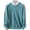 Rfmfkkg Maglione da Uomo in Cashmere Girocollo Tinta Unita Pullover Caldo Maglione Classico in Morbida Maglia Lake Blue L