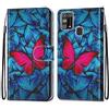 Mo-Somnus Cover per Samsung Galaxy M31, Custodia in PU Pelle Magnetica Libro Flip Caso Antiurto Portafoglio [Supporto Stand] con Porta Carte e Cinturino da Polso Wallet Case (Farfalla)