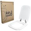 king seat Copriwater in MDF, serie Conca della Ideal Standard, Bianco con cerniere in ottone cromato.