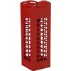 DRW Portaombrelli Cabina Rosso Metallo 15.5x15.5x49 cm con Gancio per Ombrelli Piccoli e Vassoio Raccogliere