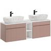 Muebles Slavic Mobile da bagno sospeso con 2 lavabi e cassetti ripiani rosa 140 cm - mobile bagno