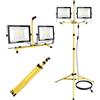 Willpower Doppio Faretto LED da Cantiere su Treppiede 200W 20000LM Proiettore LED con Cavo 3m Impermeabile IP65 Faro da Lavoro LED Luce Bianca 6000K per Esterni Interni Feste Barbeque Garage Giardino