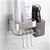 OETAMS Porta Spazzolino Elettrico, Porta Testine Spazzolino Elettrico con 2 Accessori da Bagno, Acciaio Inox Porta Spazzolini Bagno Senza Foratura, Supporto per Spazzolino da Denti, Adesivo Argento