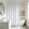 YISURE Tenda da doccia corta per il bagno, modello geometrico bianco in poliestere con lunghezza ridotta, occhielli in metallo resistenti alla muffa, larghezza 180 x altezza 150 cm
