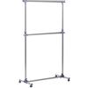HOMCOM Stender Appendiabiti con Altezza ed Estensione Regolabili, 4 Ruote Girevoli, Acciaio Inox e ABS, 165x48x180cm