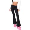 INGORINA Pantaloni da yoga svasati da donna a vita bassa con fondo a campana per allenamento sexy Y2K leggings skinny bootcut pantaloni della tuta, nero, Small Lungo