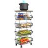 Baotkere Cestini di filo metallico con ruote, scaffale dell'organizzatore della cucina 5 Tier impilabili contenitori di stoccaggio frutta