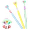 Zouwel 3 x Spazzolino da denti a 3 lati, spazzolino da denti morbido per adulti, super spazzolino compatto, spazzolino da denti junior, triplo ideale per adulti e bambini autisti (blu giallo verde)