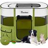 Pawaboo Gabbie per Animali Pieghevole, Recinto per Animali Domestici in Telo Oxford Impermeabile con Rete, Tenda da Gioco per Gatti Cani Cuccioli Portatile per Interno o Esterno, Verde Avocado M