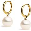 Secret & You Orecchini a cerchio da 16 mm con ciondolo di perle coltivate d'acqua dolce intercambiabili per donne Secret & You - oro vermeil o argento sterling 925