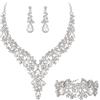 Clearine Donna matrimonio sposa austriaco cristallo Teardrop fiore cluster collana orecchini e bracciale set di gioielli per ballo