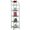 Relaxdays Scaffale in Metallo, HxLxP: 145 x 33 x 28 cm, Mobiletto Cucina e Bagno, 5 Ripiani, Mensole Multiuso, Verde