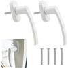 Ownkim Set di 2 Maniglie per Finestre e Porte in Alluminio con Base Plastica - Ideali per Uso Interno, Sostituzione Facile e Veloce, Design Ergonomico, Installazione Senza Serratura (bianco)