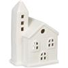 Relaxdays Casetta Portacandele in Ceramica, Casa Luminosa Porta-Tealight, per 1 Candelina, HLP: 13,5 x 10 x 7 cm, Bianco