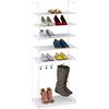 Relaxdays Scarpiera con 6 Ripiani, Scaffale Portascarpe ad Incastro, per 12 Paia di Scarpe, 4 Ganci per Stivali, Bianco