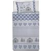 PENSIERI DELICATI Parure Copripiumino Singolo 100% Cotone, Completo di Sacco 150x200cm e 1 Federa 52x82cm, Made in Italy, Copripiumino Lavabile In Lavatrice A 40°, Fantasia Chalet Blu