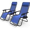 VOUNOT NOUVOT 2x Sdraio da Giardino Pieghevole, Sedia Gravità Zero, Sdraio Relax Reclinabile Portatile, per Mare Spiaggia Esterno Campeggio Piscina Balcone, Blu, Carico Massimo 120kg