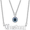 Supcare Occhio di Allah Collana Girocollo Donna a Doppia, Malocchio Collana con Nome Personalizzabile, Argento Chocker Donna con Occhio Turco, Evil Eye Collana Donna Acciaio, Confezione Regalo