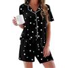 Ekouaer Pigiama Donna Estivo Set Camicia da Notte Corta Scollo a V e Maniche Corte Pigiama da Casa Casual in Due Pezzi,Blu,XXL