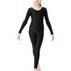 BODYWEAR LTD Tuta da ginnastica a maniche lunghe per bambini e ragazze, Nero , 11-12 Anni