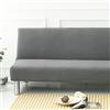 Surwin Copridivano Senza Braccioli Tinta Unita 2/3 Posti Elasticizzato, Antimacchia Fodera per Divano Letto Lavabile Antiscivolo Pieghevole Clic Clac Copri Divano (120-150cm,Grigio)