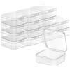 TRUEIN 15 Mini Scatola Plastica Trasparente, Scatoline Quadrato Plastica Scatole Piccola con Coperchio, Piccole Scatoline Plastica per Pillole, Perline, Gioielli, Crafts 5.2 x 5.2 x 2 CM