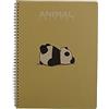colorosa Quaderno a spirale con animali - 70 fogli staccabili, carta riciclata, Fori e tratteggio per strappo - Animal Friends Green (A4 - Righe 1R, Panda Oliva)