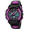 aswan watch Orologio digitale da polso per bambini e ragazzi, multifunzione, impermeabile, con luce LED, sveglia, data, per sport, attività all'aperto, colore: blu, 12 viola., Cinturino